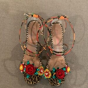 Never Worn! Betsey Johnson Leopard Floral Heels